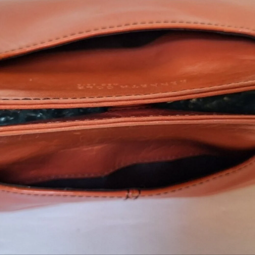 Vintage Kenneth Cole Leather Shoulder Bag Baguette Wide Strap Coral Pink
